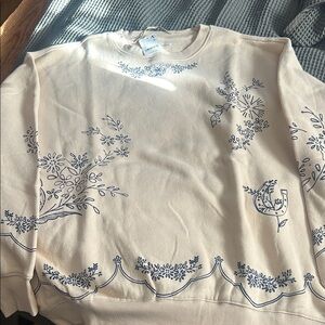 Free People Floral Cream Sweatshirt